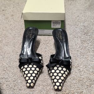 Kate Spade Black and Cream Polka Dot Mules - Gracious Style